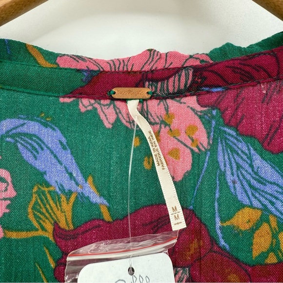 Free People In The Moment Dress Oversized Boho Floral Green Floral Print M - Picture 8 of 15